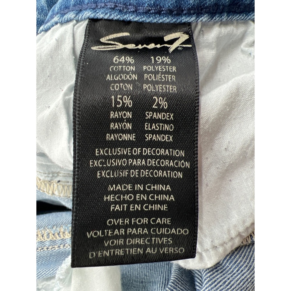 Seven7 Premium Floral Bird Embroidered Tapered Jeans 14 Medium Wash Frayed Hem - Picture 9 of 10